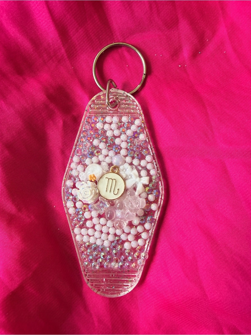 Pink Zodiac 'Scorpio' Resin Keychain Charm